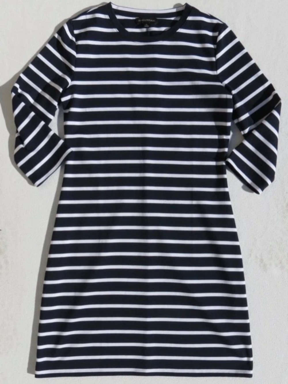 Banana Republic Navy Blue and White Striped Ponte Dress